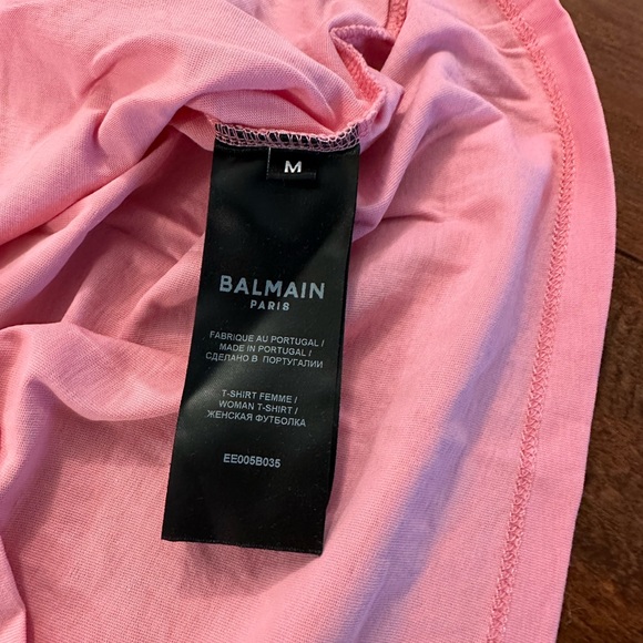 Balmain Logo Pink Boxy Short Sleeve Graphic Tee Sz Medium - Picture 11 of 16